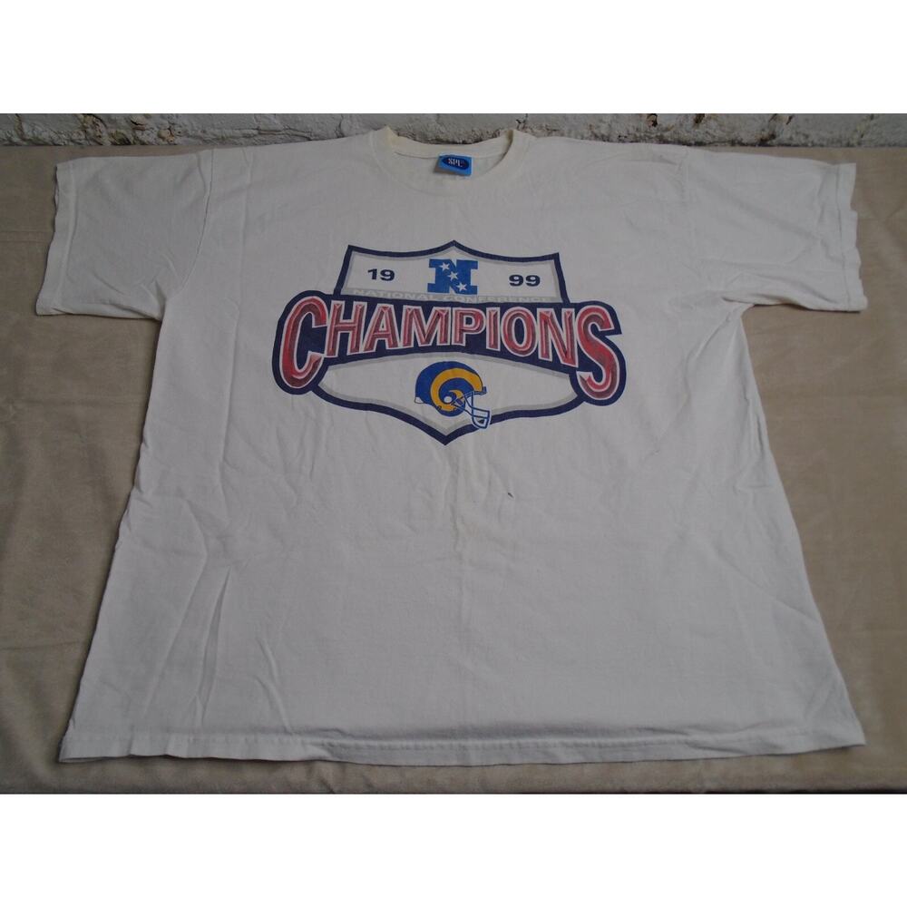 VINTAGE 1999 National Conference Champions LA Rams Graphic T Shirt Size XL USA